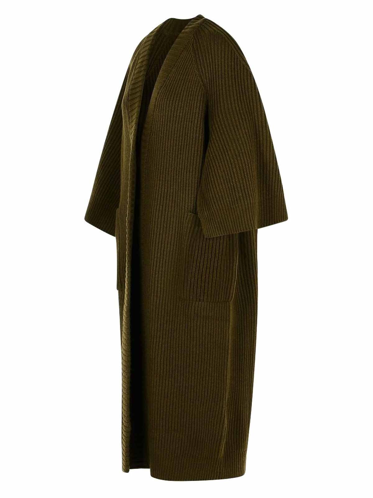 Max Mara Moss Green Cardigan In Wool And Cashmere In Green