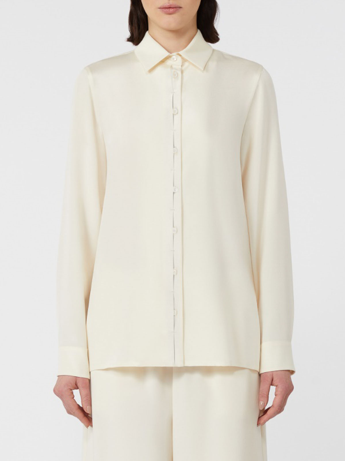 Max Mara Button-down Shirt With Classic Collar And Tapered Cuffs In White