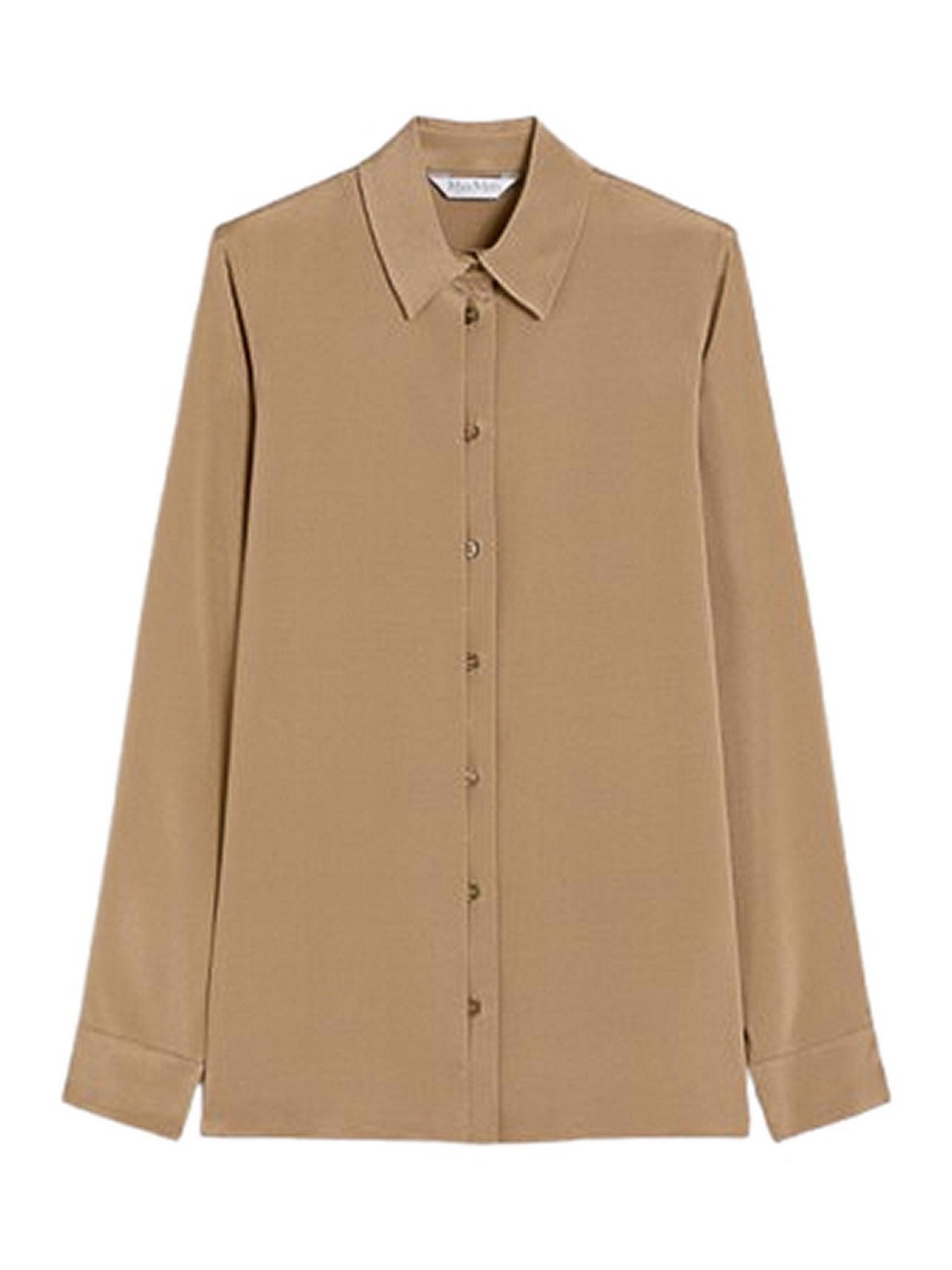 Max Mara Stretch Silk Cady Shirt In Brown