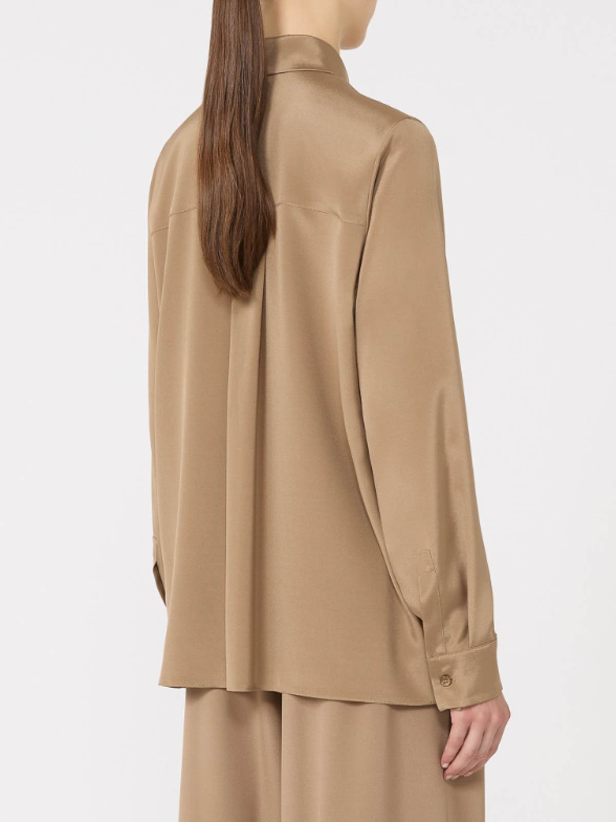 Max Mara Stretch Silk Cady Shirt In Brown