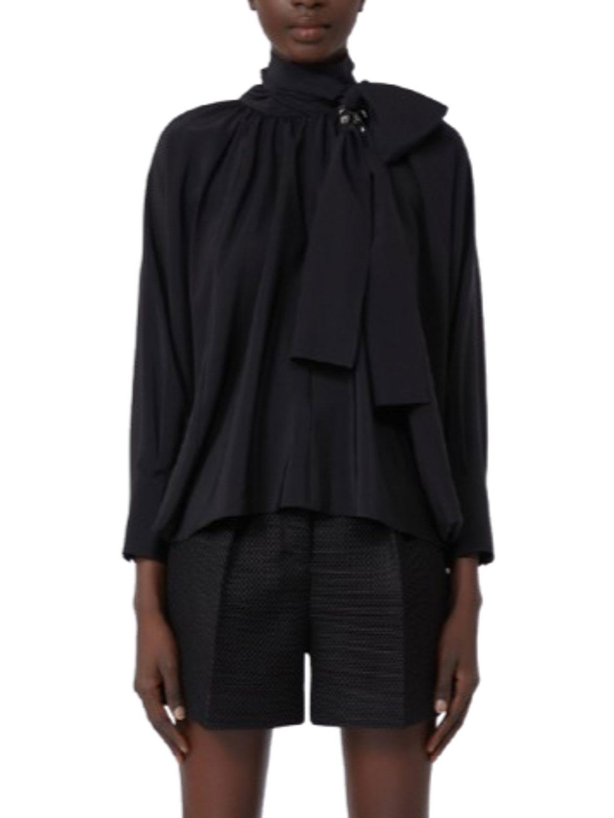 Max Mara Loose Blouse In Pure Silk Leonida In Black