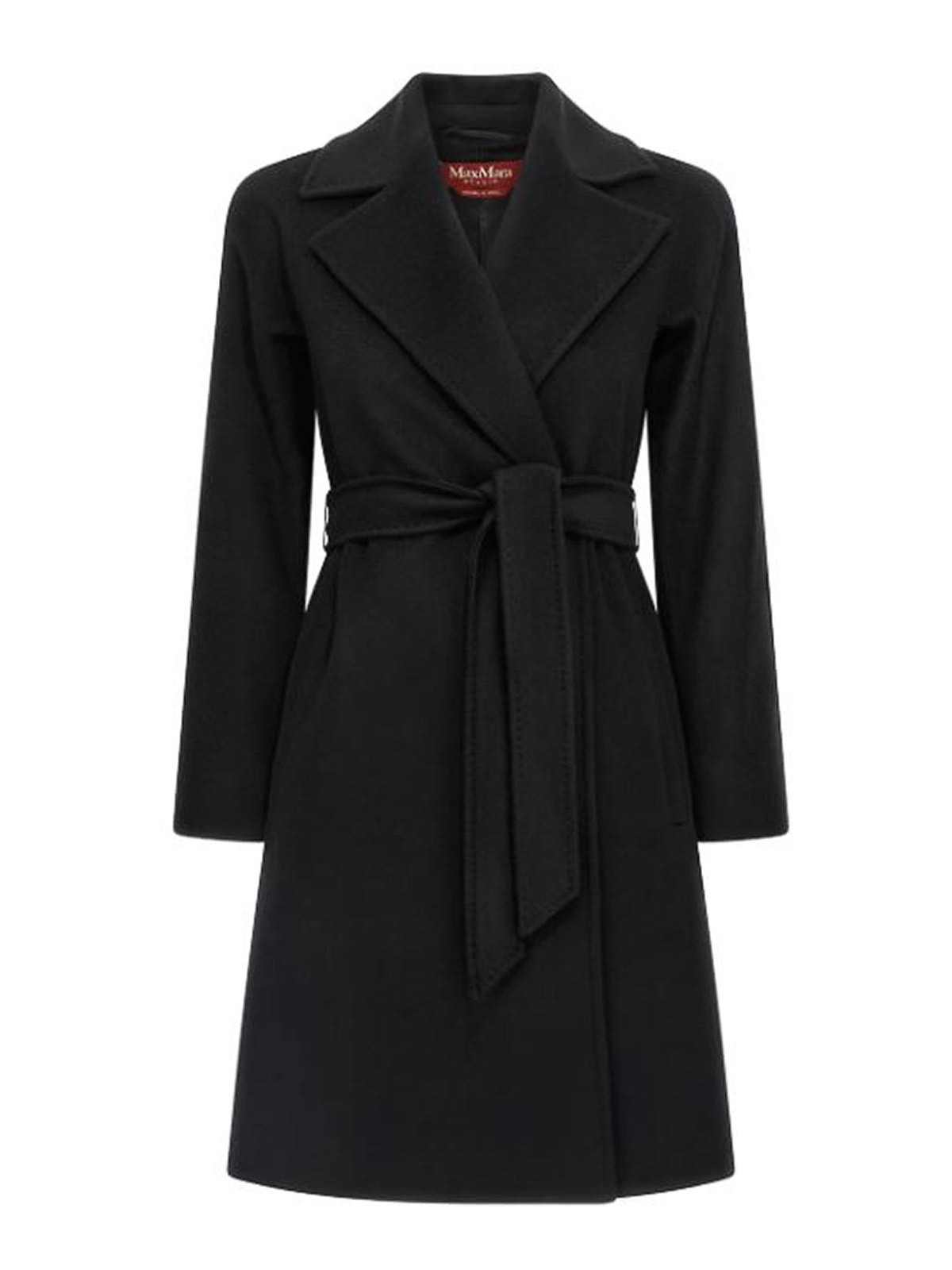 Max Mara Midi Wrap Coat In Black
