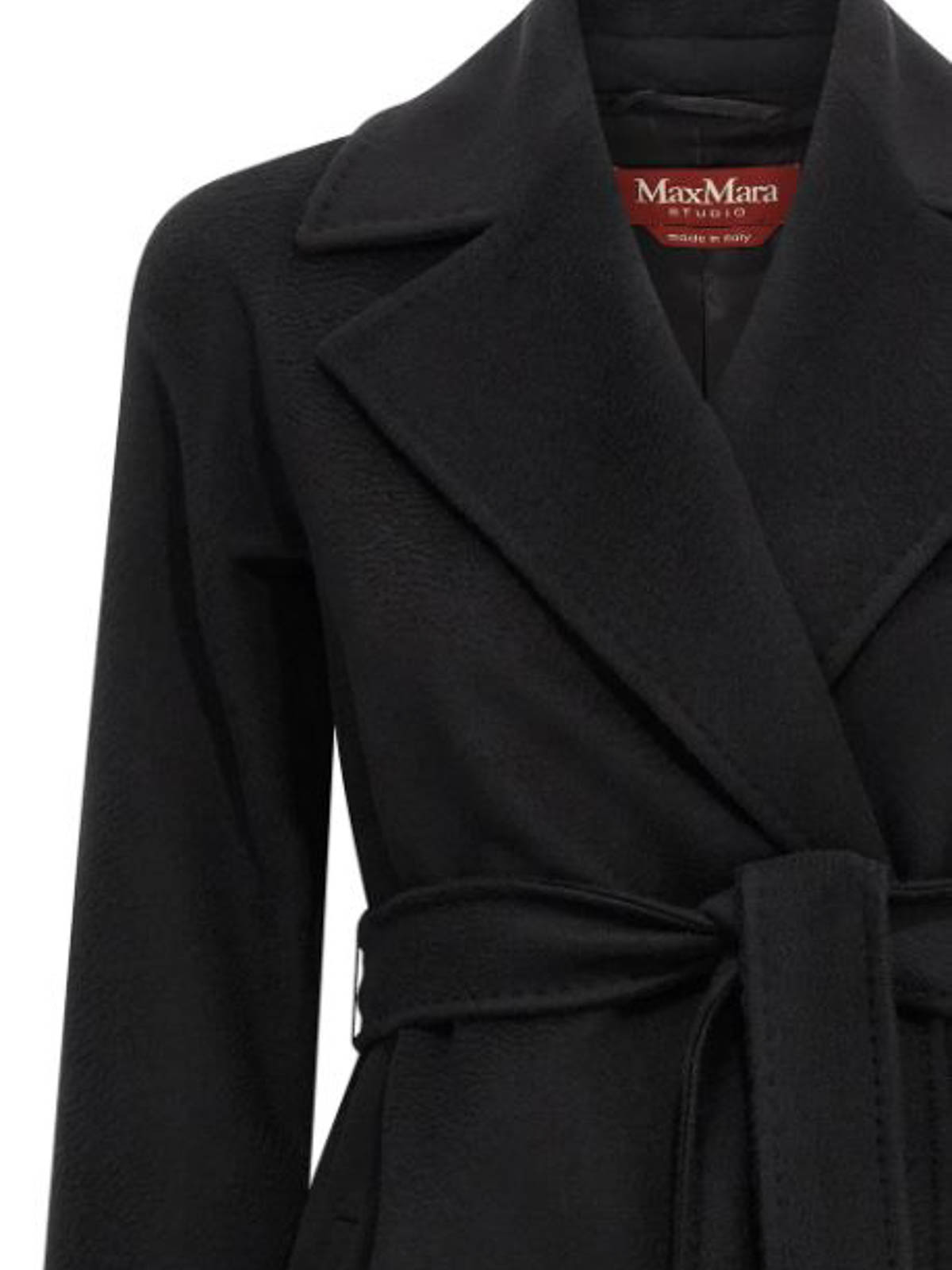 Max Mara Midi Wrap Coat In Black