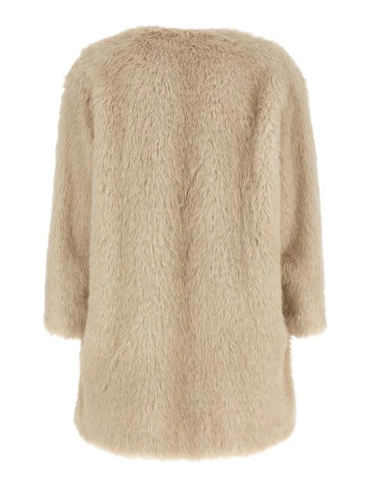 Max Mara Coat In Faux Fur In Brown