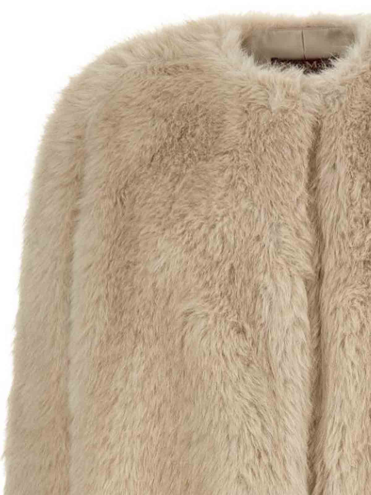 Max Mara Coat In Faux Fur In Brown