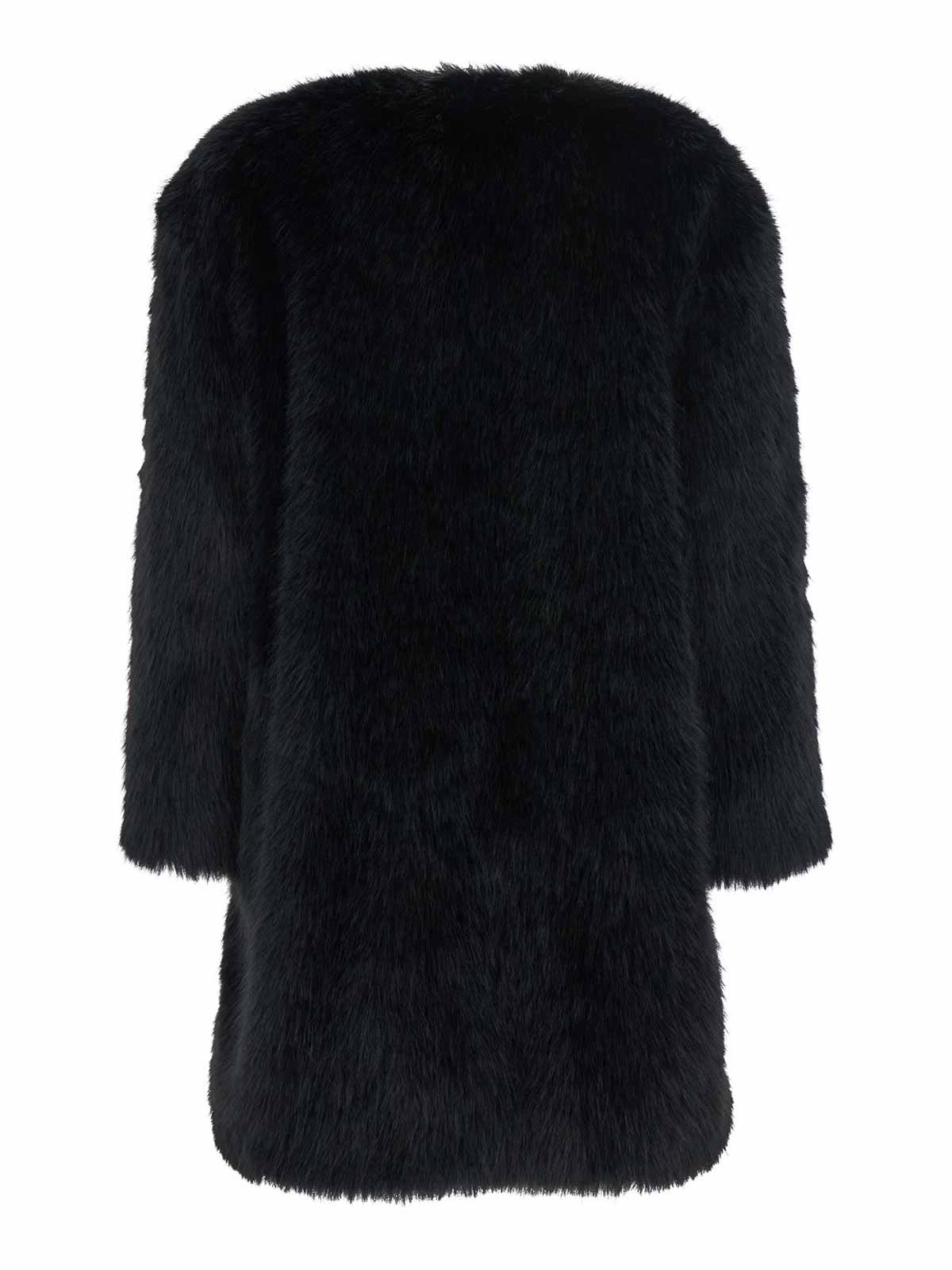Max Mara Cappotto In Faux Fur In Black