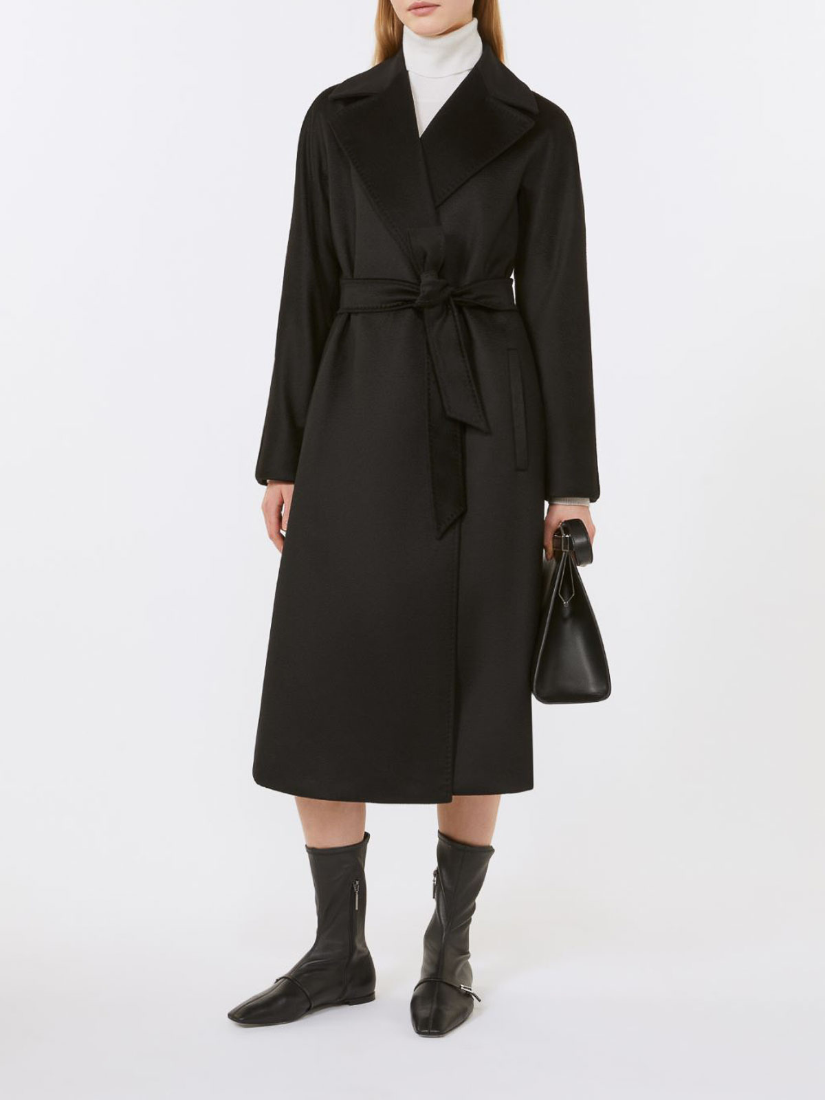 Max Mara Euclide Cashmere Dressing Gown Coat In Black