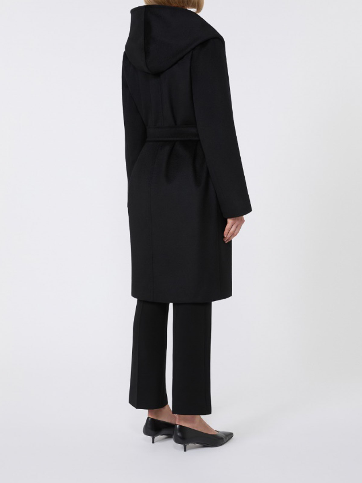 Max Mara Newmang Wool Hooded Coat In Black