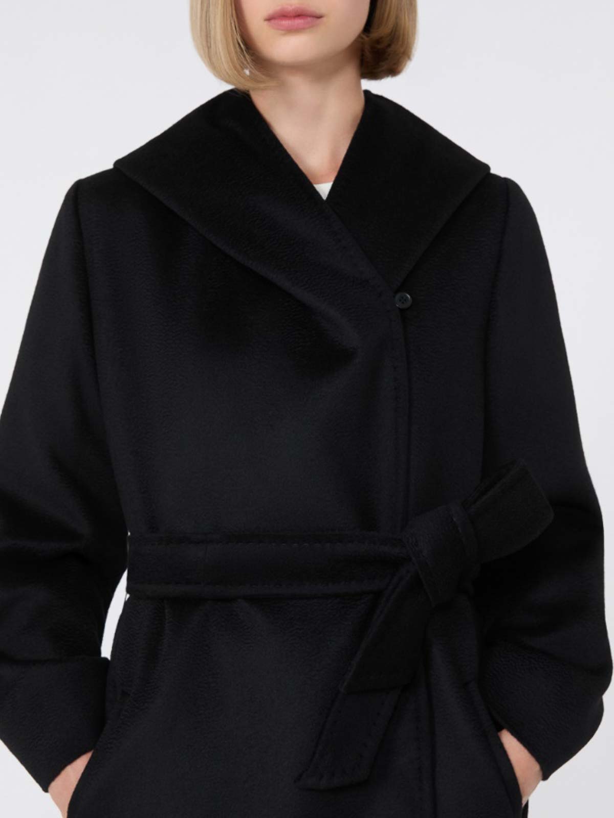 Max Mara Newmang Wool Hooded Coat In Black