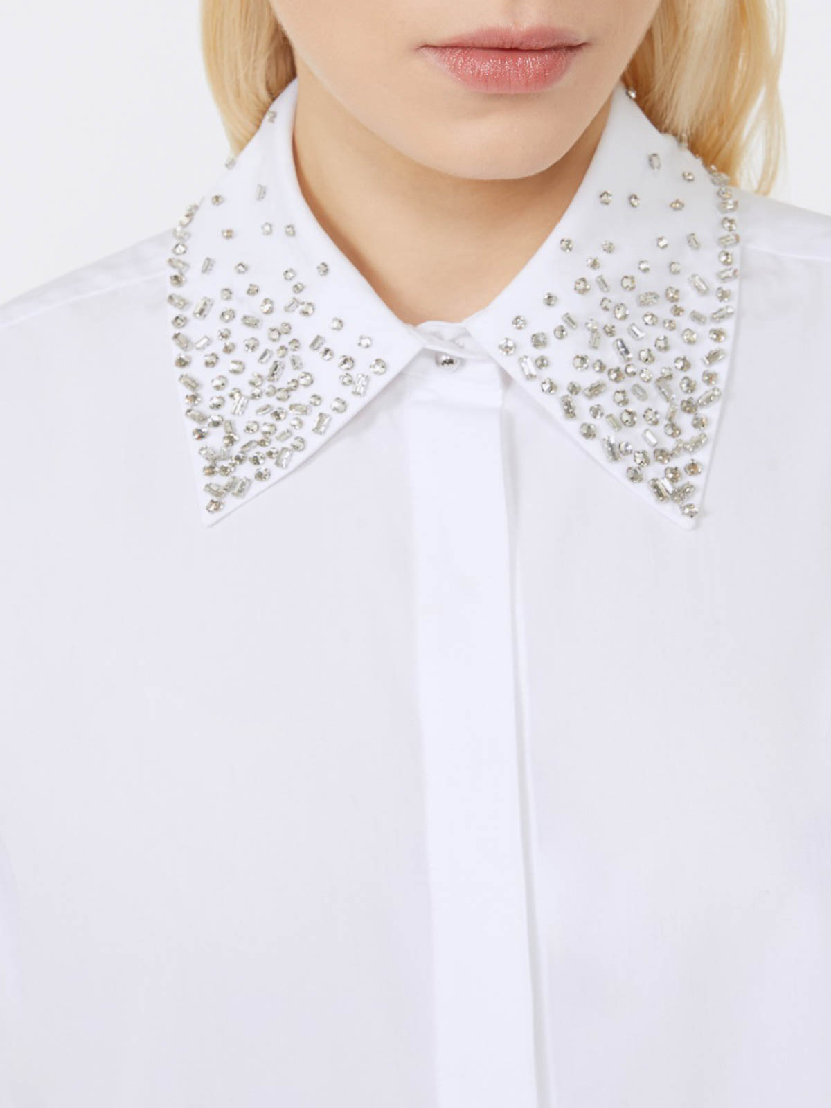 Max Mara Staffa Poplin Shirt With Crystals By In White