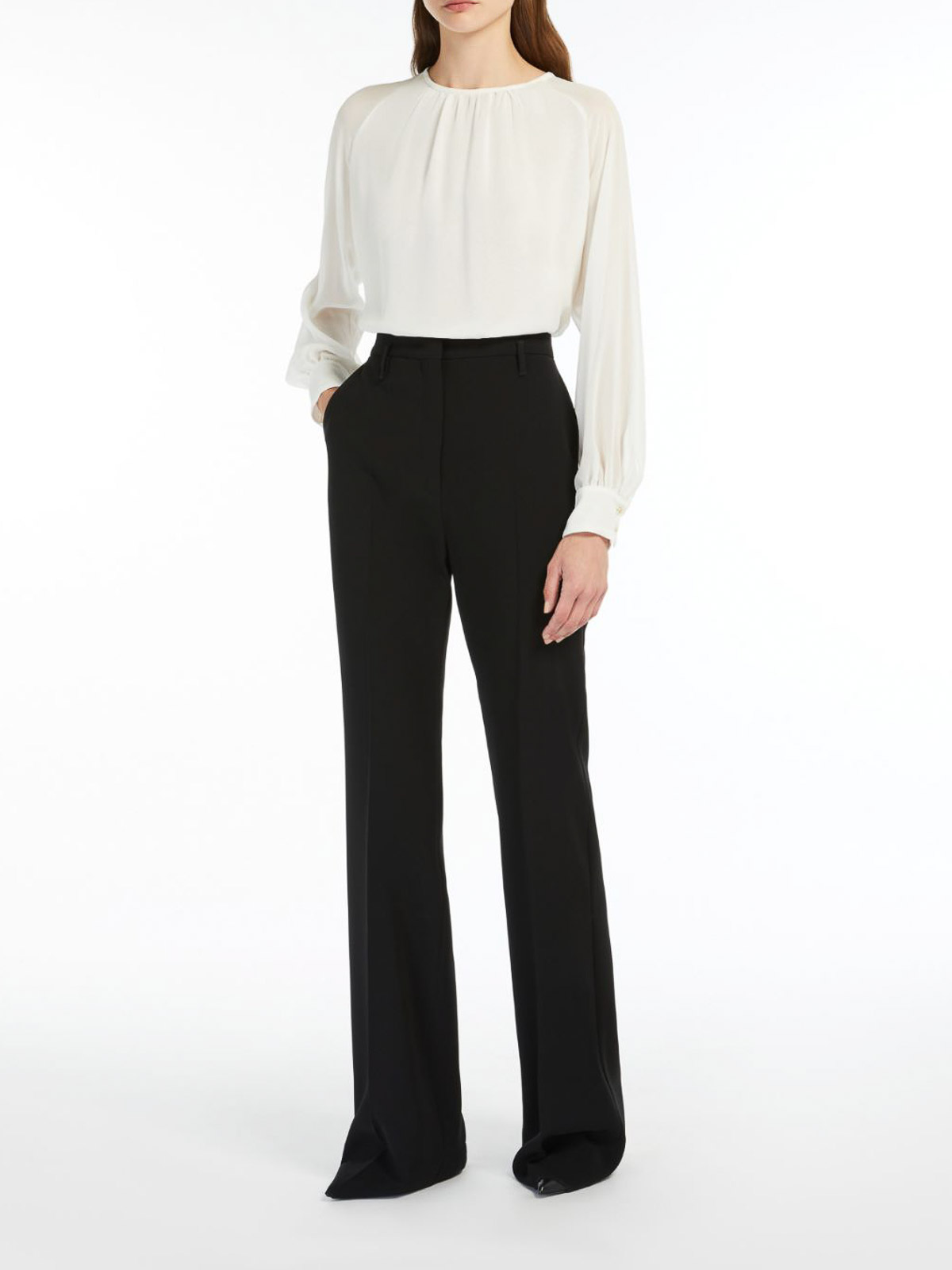 Max Mara Flared Trousers In Cady Alabama In Black