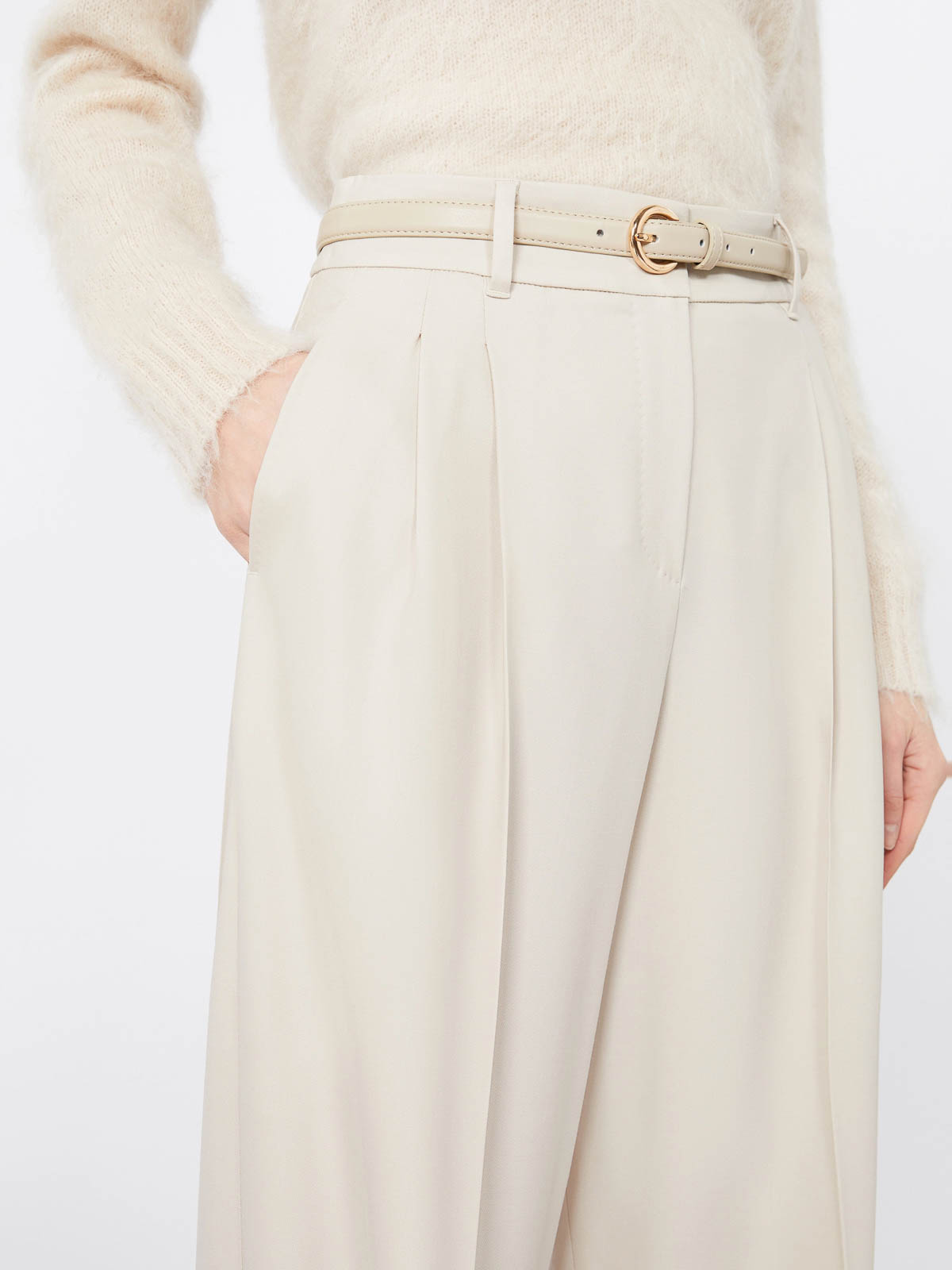 Max Mara Studio Entrata Trouser Beige In White