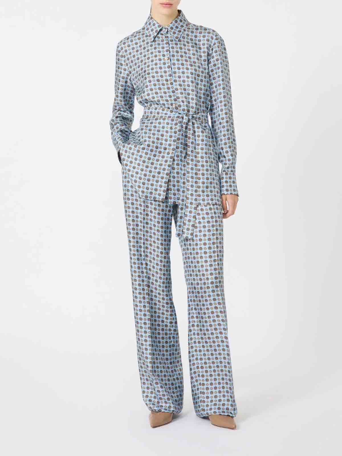 Max Mara Studio High-waist Pattern-printed Trousers In Blue