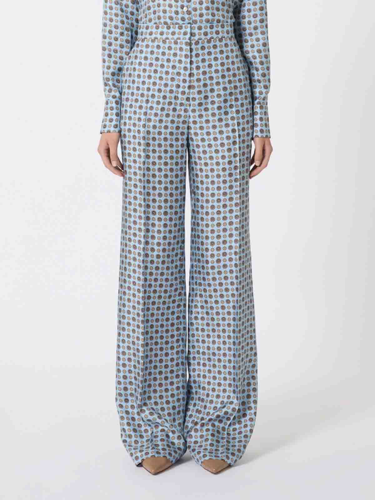 Max Mara Studio High-waist Pattern-printed Trousers In Blue