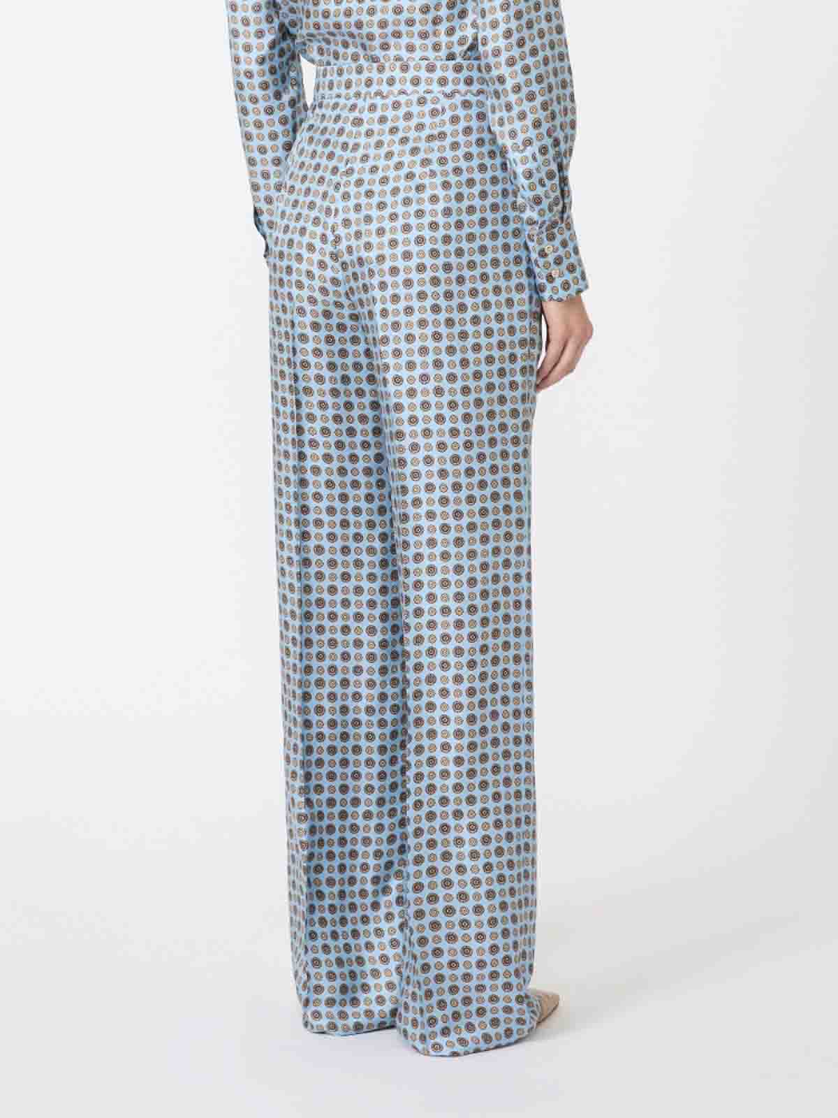 Max Mara Studio High-waist Pattern-printed Trousers In Blue