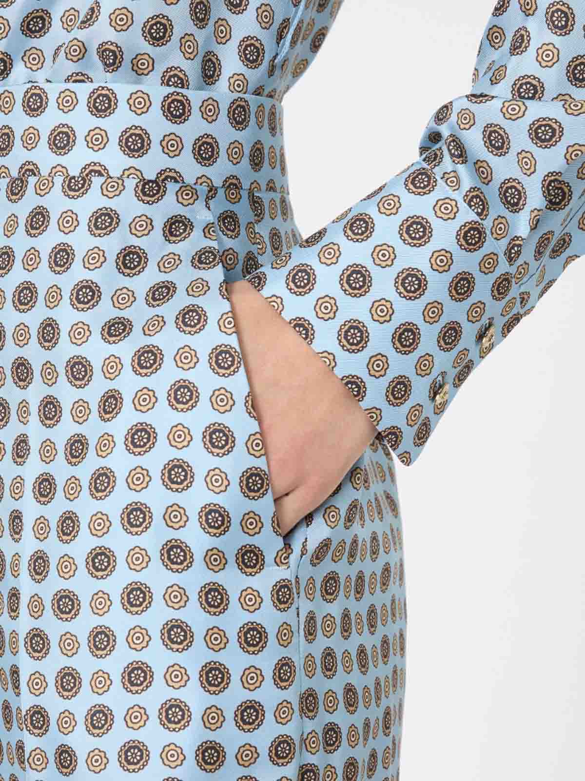 Max Mara Studio High-waist Pattern-printed Trousers In Blue