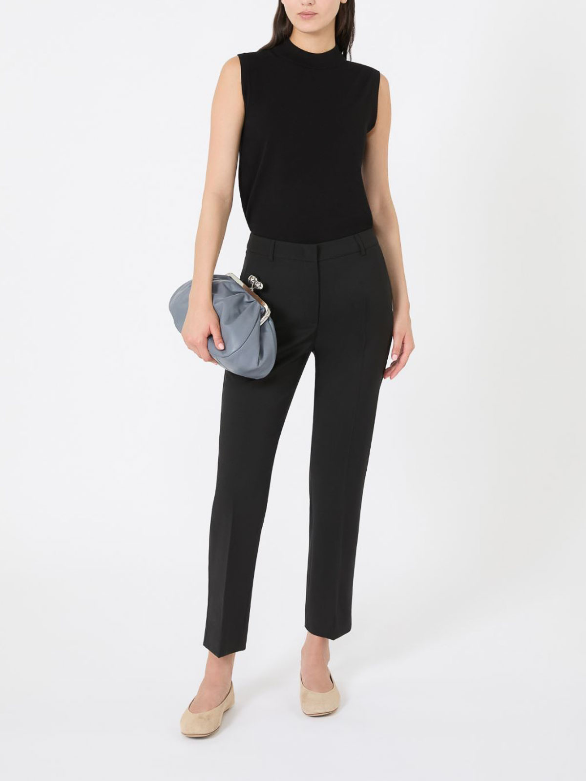Weekend Max Mara Wool Trousers With Belt Loops In Black
