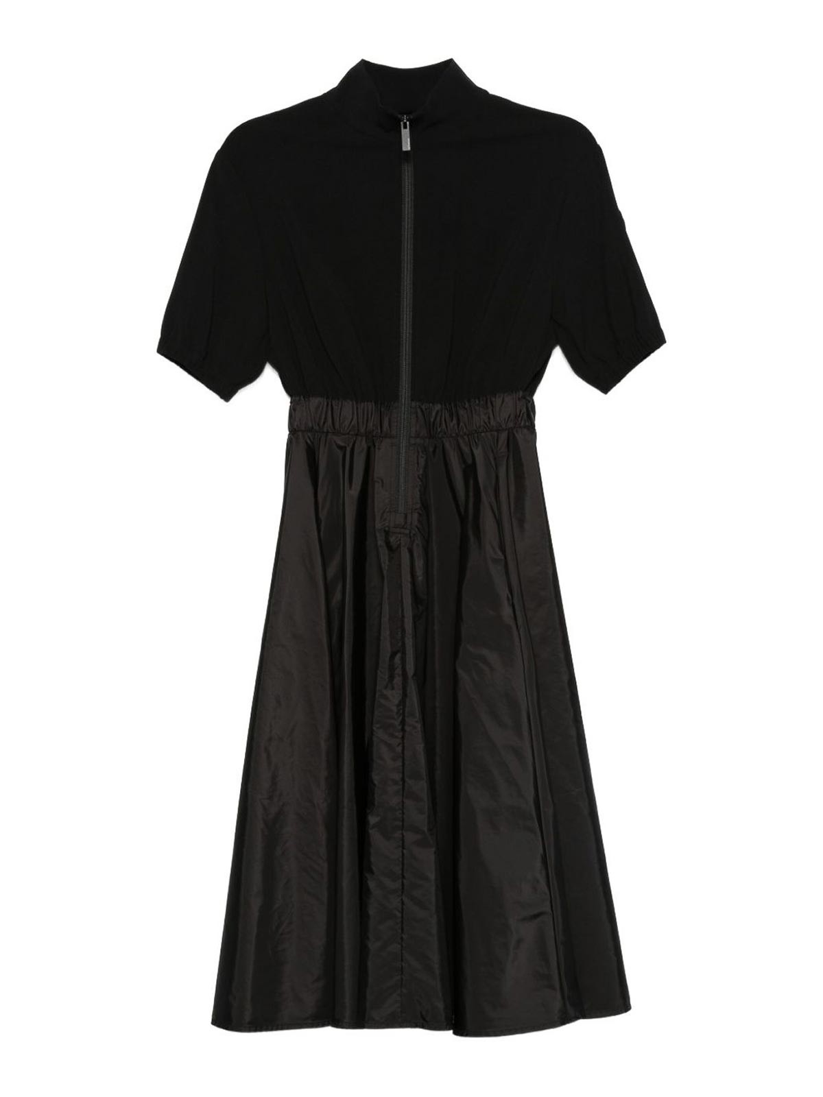 Moncler Satin Midi Dress In Black
