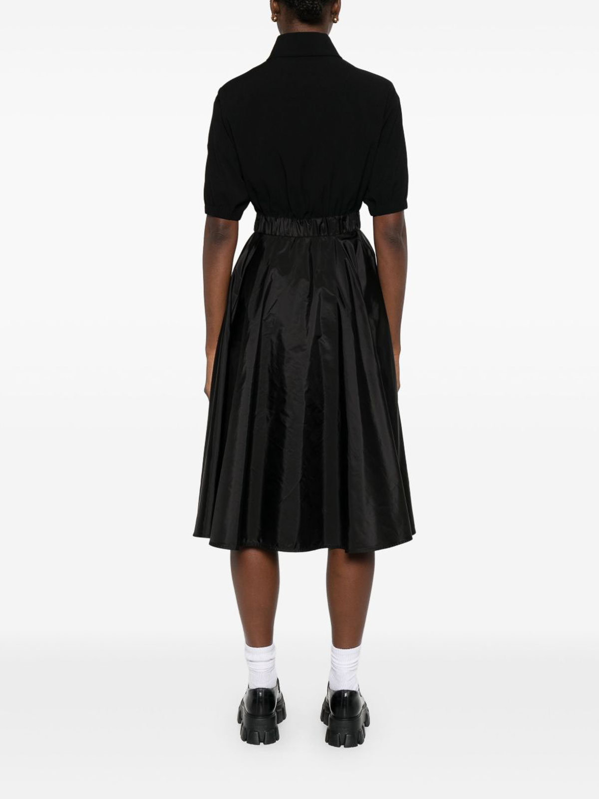 Moncler Satin Midi Dress In Black