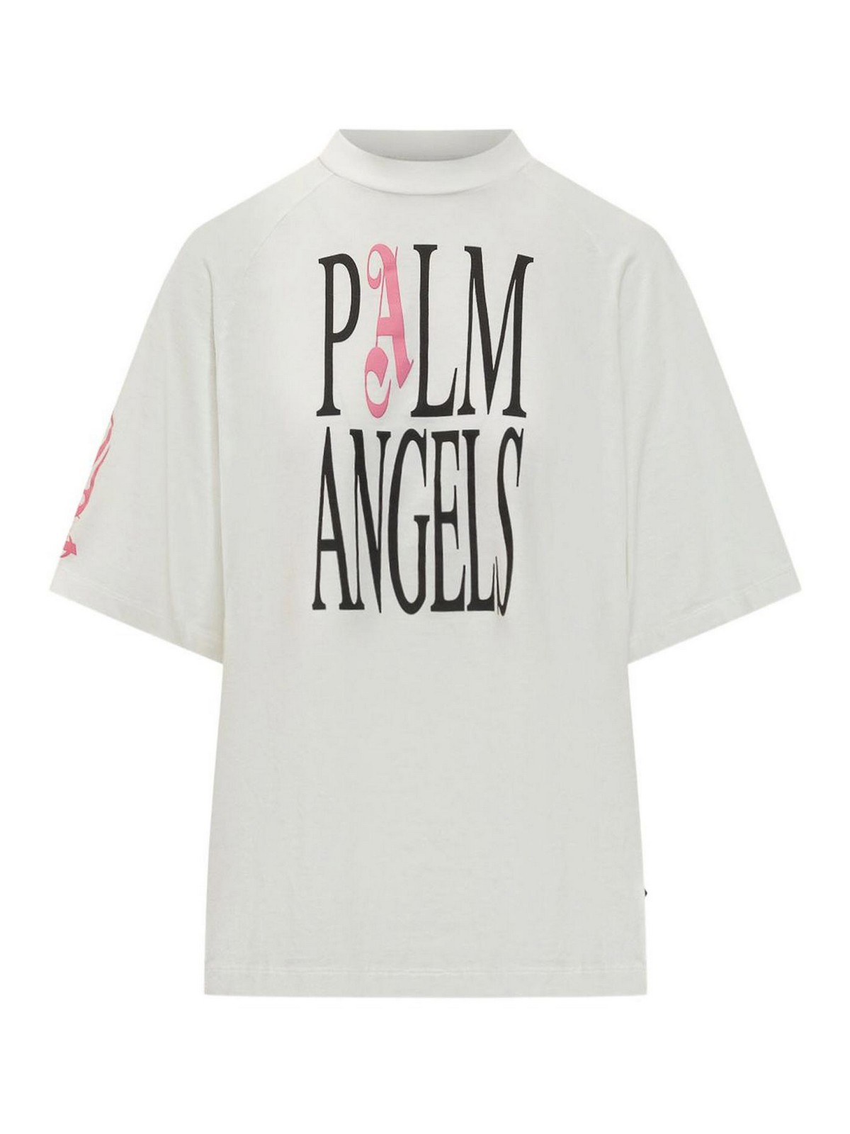 Palm Angels T-shirt With Pa Print On The Front In White