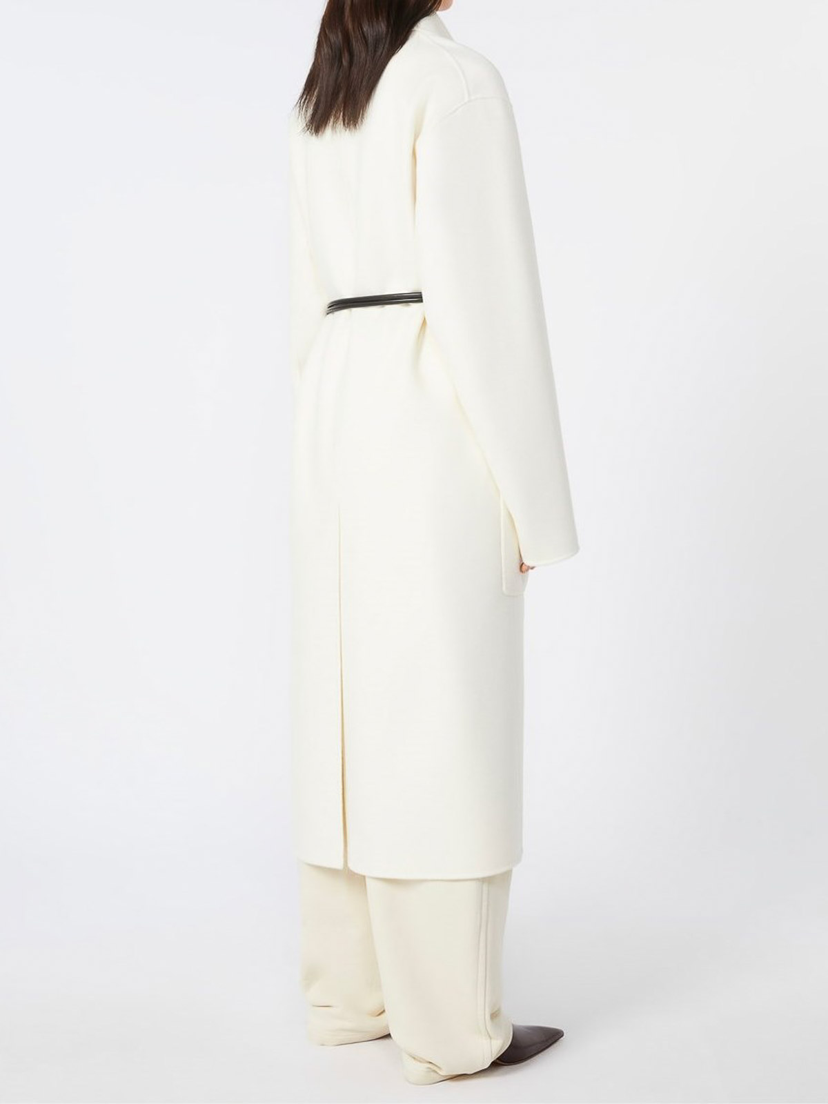 Sportmax White Abbot Coat In Neutral