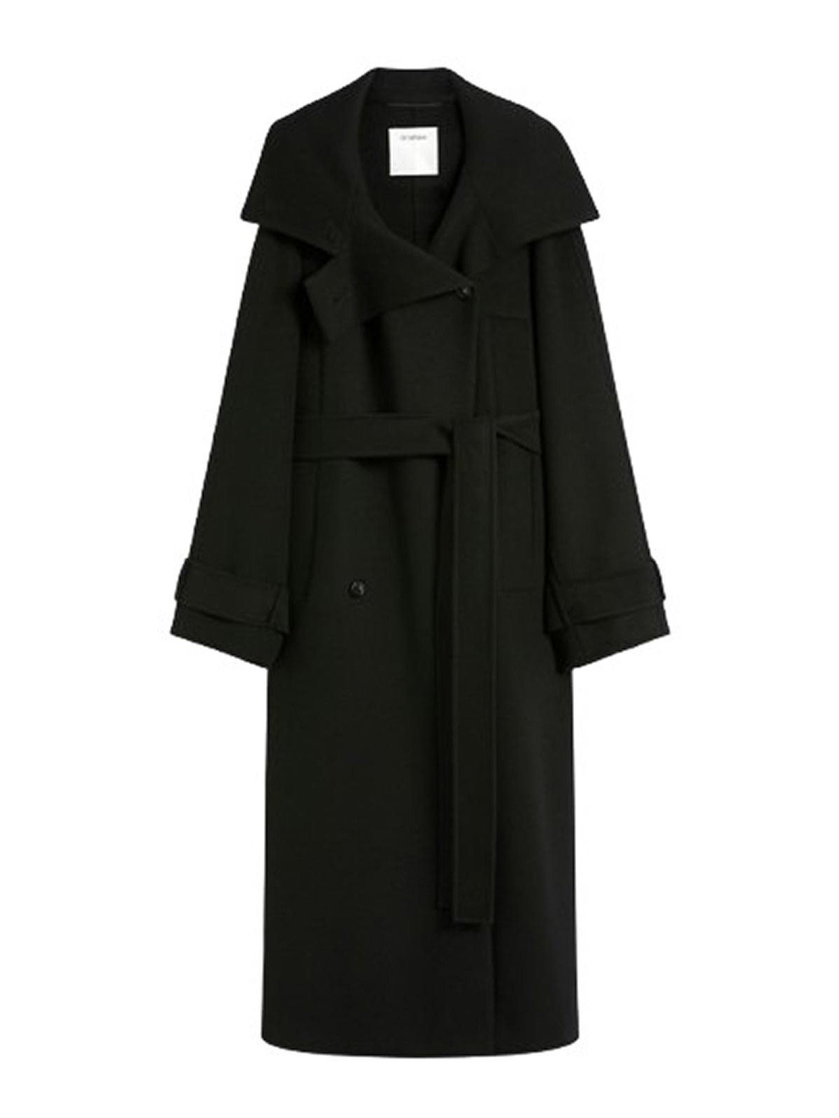 Sportmax Yole Pure Wool Double-breasted Trench Coat In Black