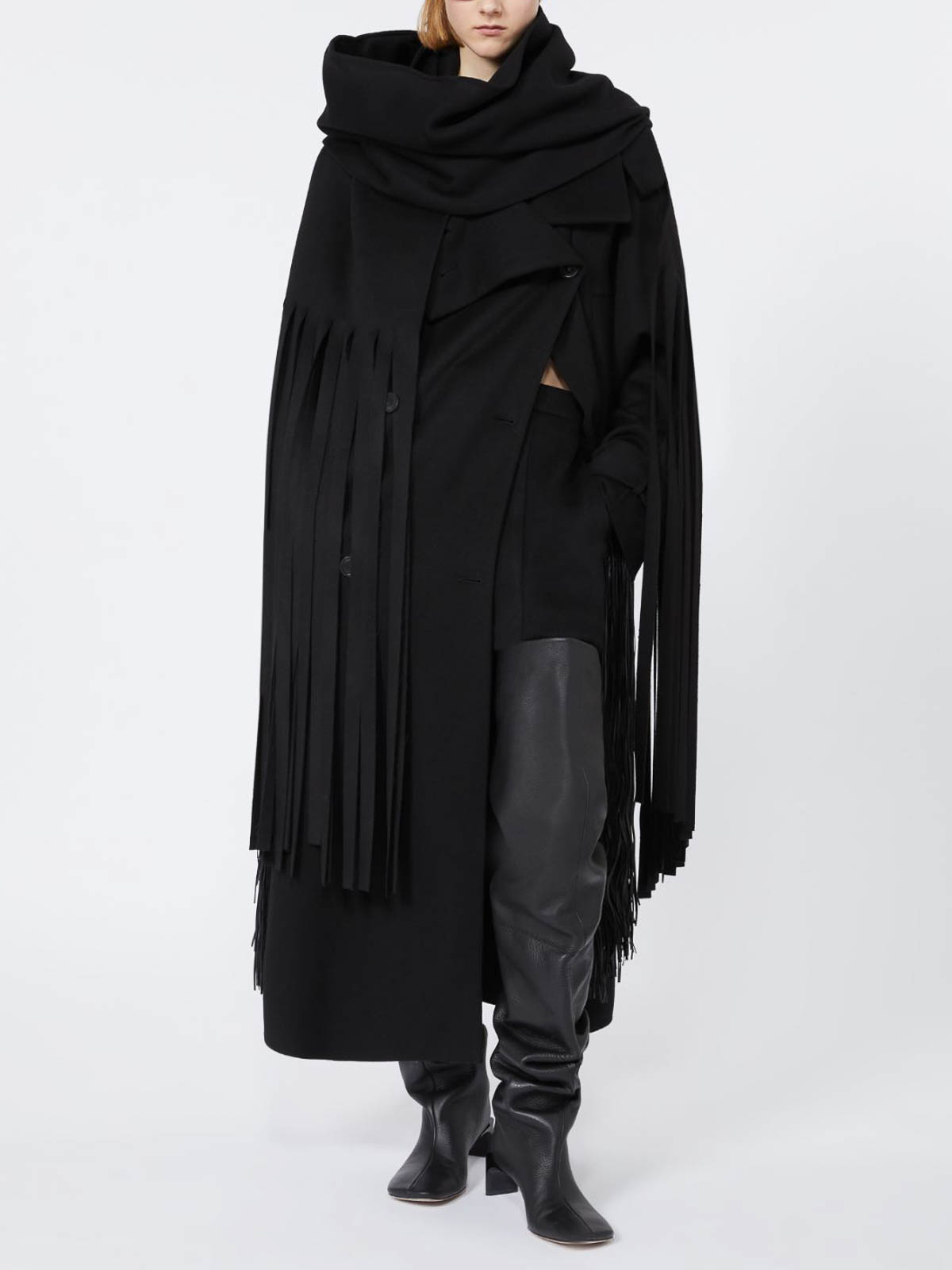 Sportmax Yole Pure Wool Double-breasted Trench Coat In Black