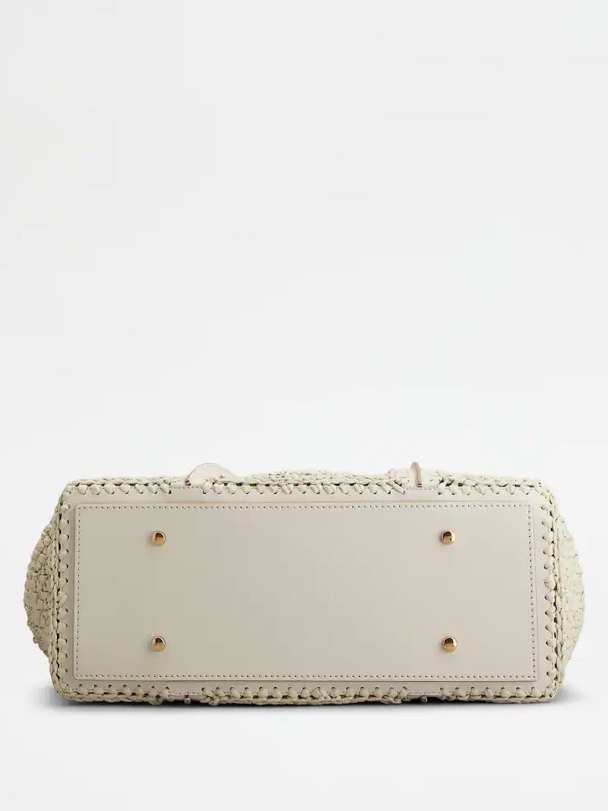 Tod's T Timeless Raffia And Leather Medium Bag In White