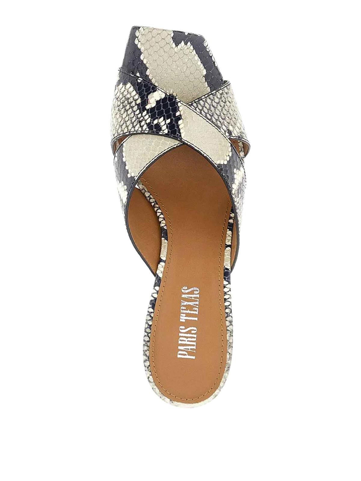 Paris Texas Arizona Snake-embossed Leather Mule Sandals In Green