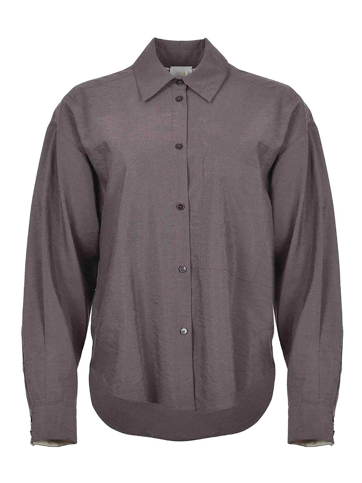Alysi Shirt Made Of Silk Crepe In Brown