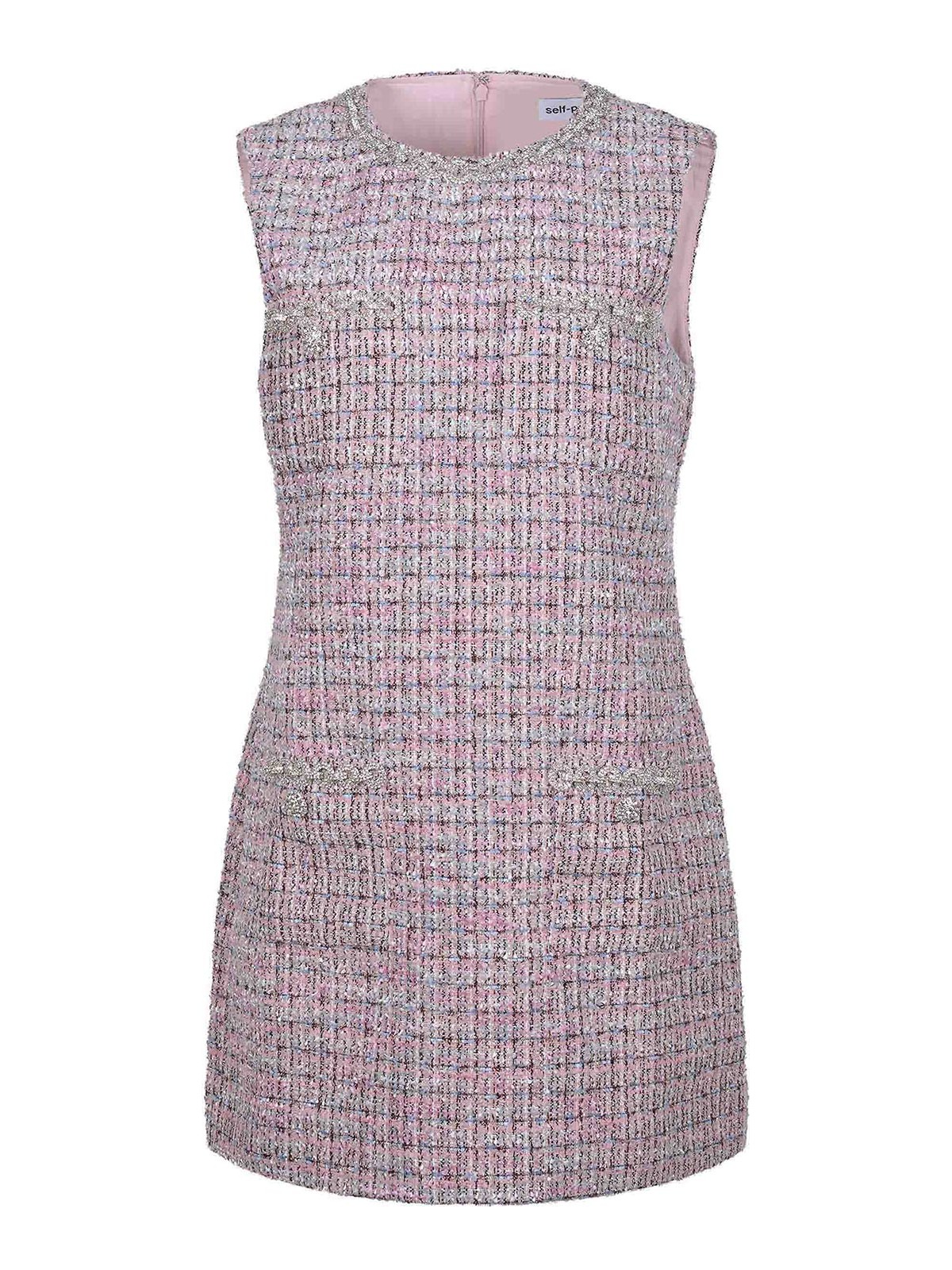 Self-portrait Dress Made Of Mixed Wool In Nude