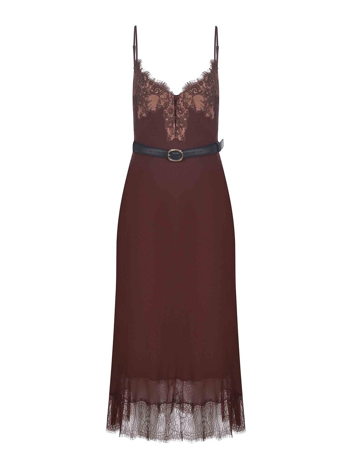 Self-portrait Dress Made Of  Viscose In Brown
