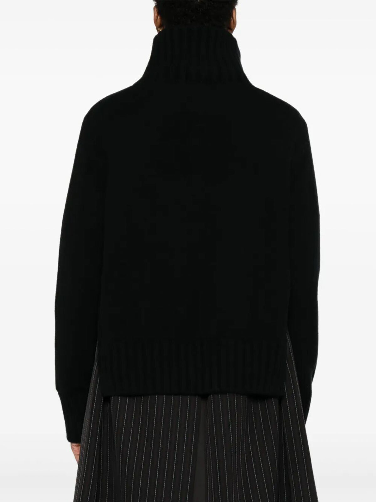 Sacai Stripe Doeskin X Wool Knit Coat Dress In Black