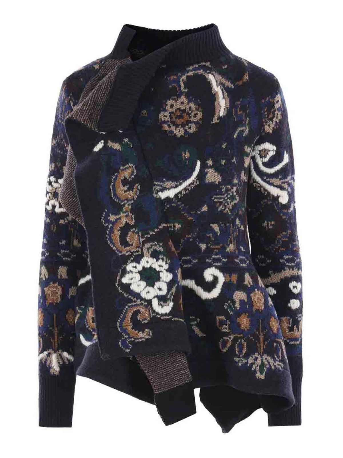 Sacai Floral Jacquard Knit Blouson In Blue