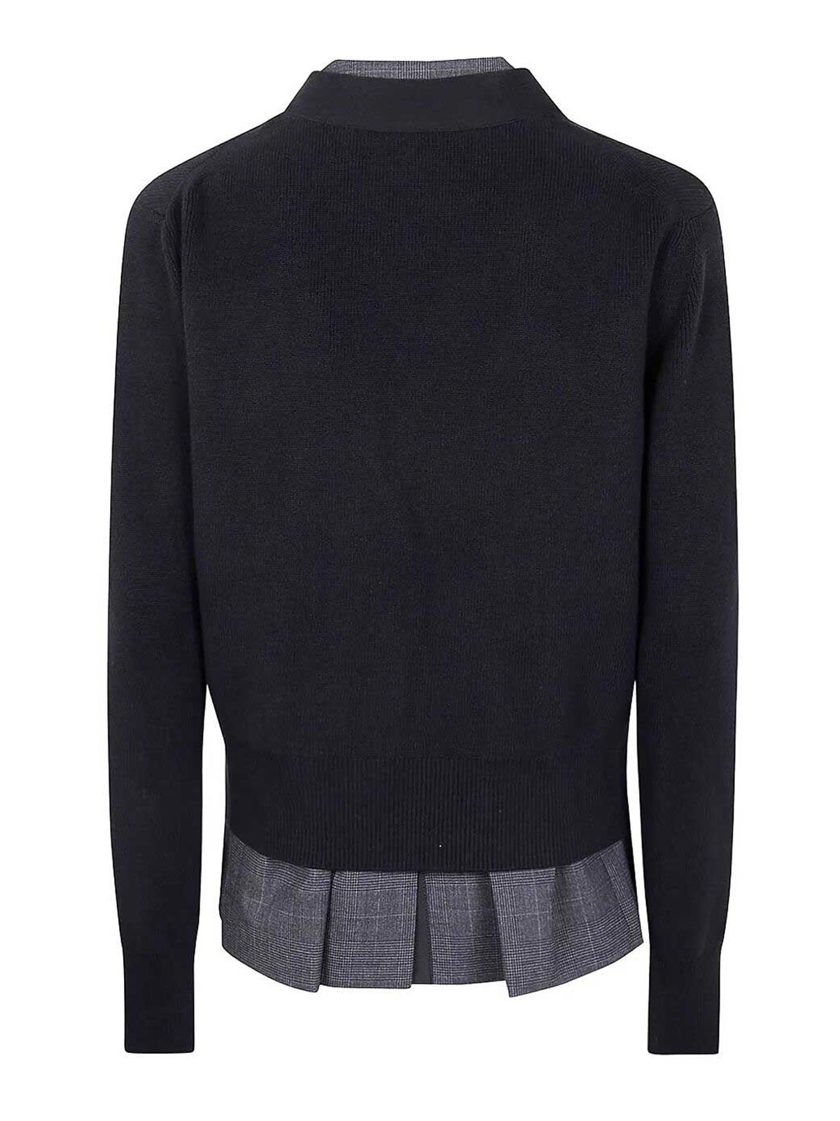 Sacai Glen Check X Knit Cardigan In Black