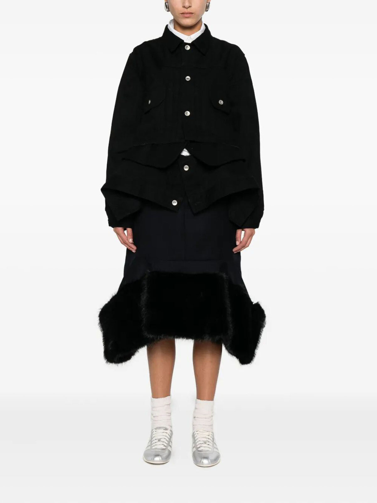 Sacai Denim X Wool Melton Jacket In Blue