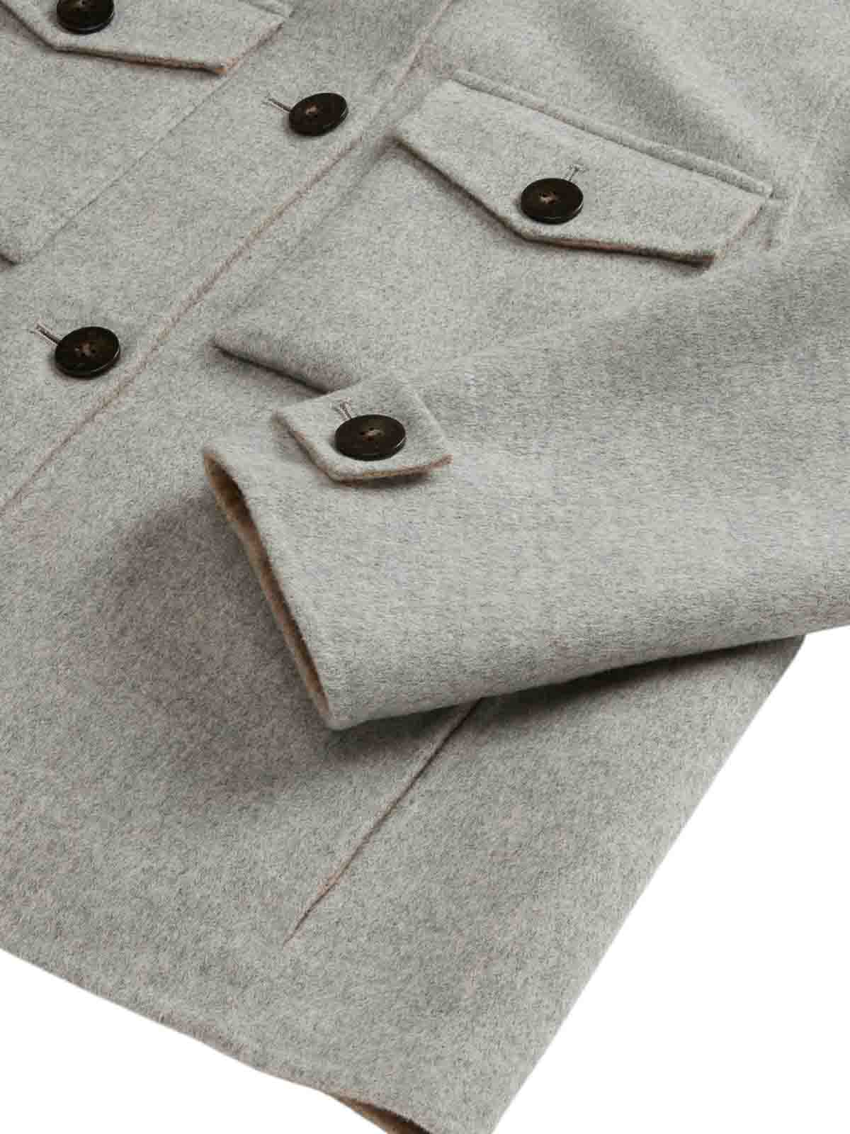 Woolrich Double Flap-pocket Long-sleeve Jacket In Gray