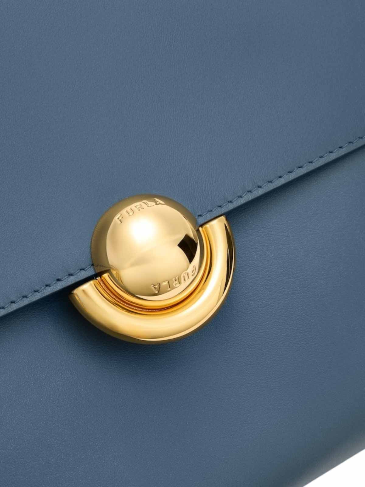 Furla Domus S Shoulder Bag 27 Bronzo Lucido In Blue