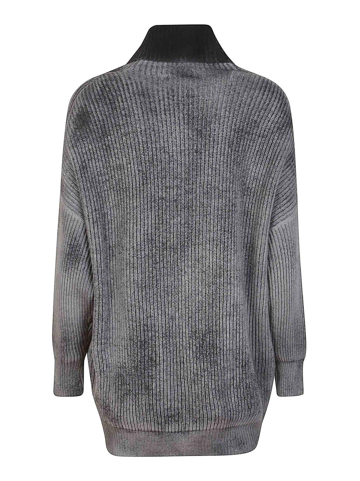 Avant Toi Overfit Turtleneck Sweater With Hand-painted Husky Pattern In Gray