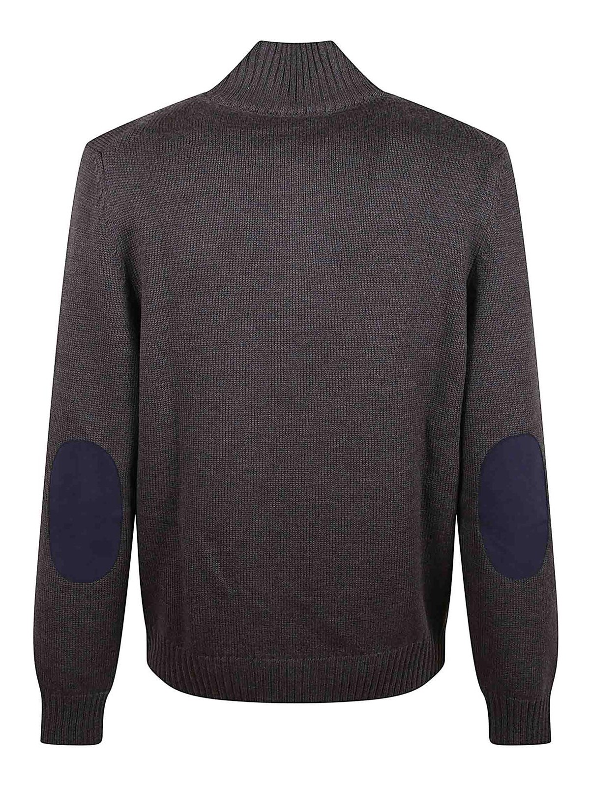 Fay Brown Wool Sweater With Zip Closure And Iconic Hook In Brown