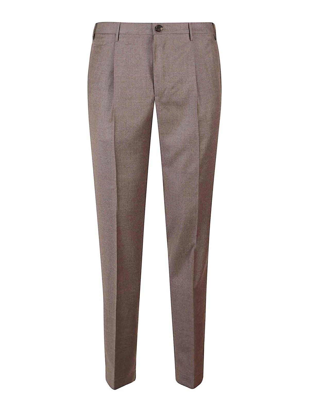 Incotex Tailored Brown Wool Trousers With Sharp Creases In Brown