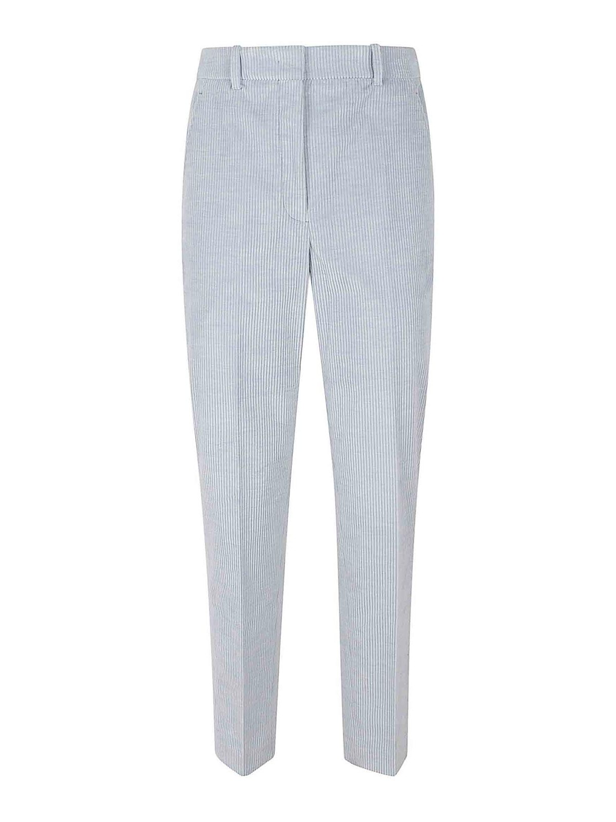 Incotex Light Blue Corduroy Trousers With Zip Fastening And Elastic Waist In Blue
