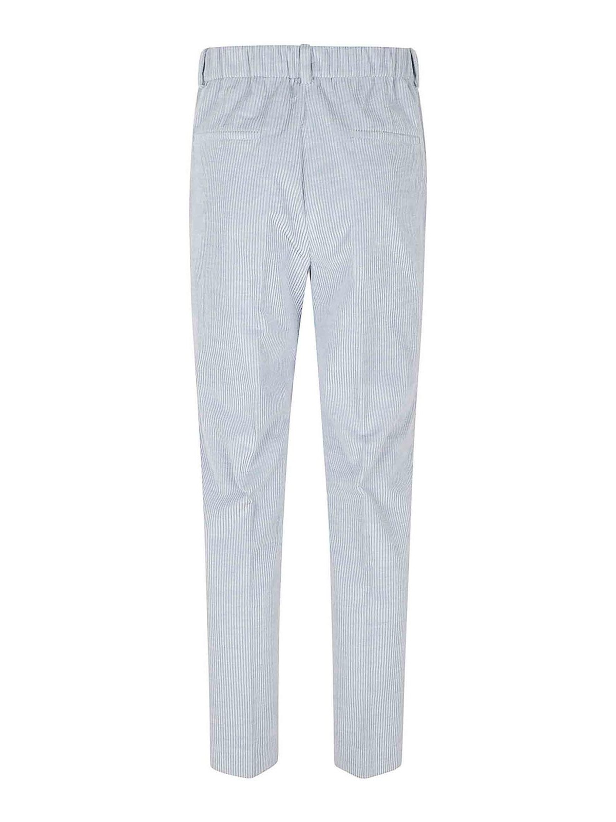 Incotex Light Blue Corduroy Trousers With Zip Fastening And Elastic Waist In Blue