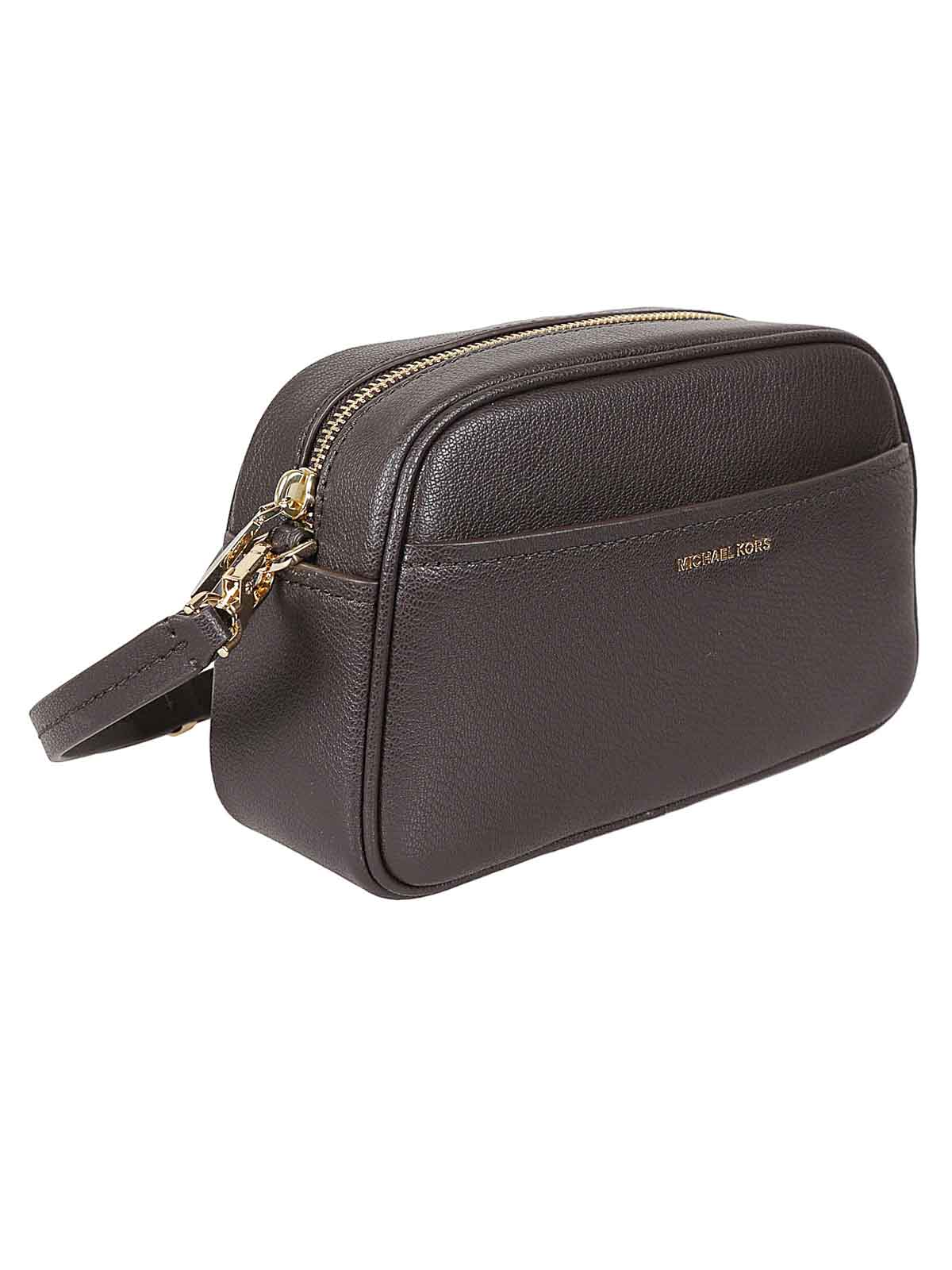 Michael Kors Compact Chocolate Hammered Leather Shoulder Bag In Brown