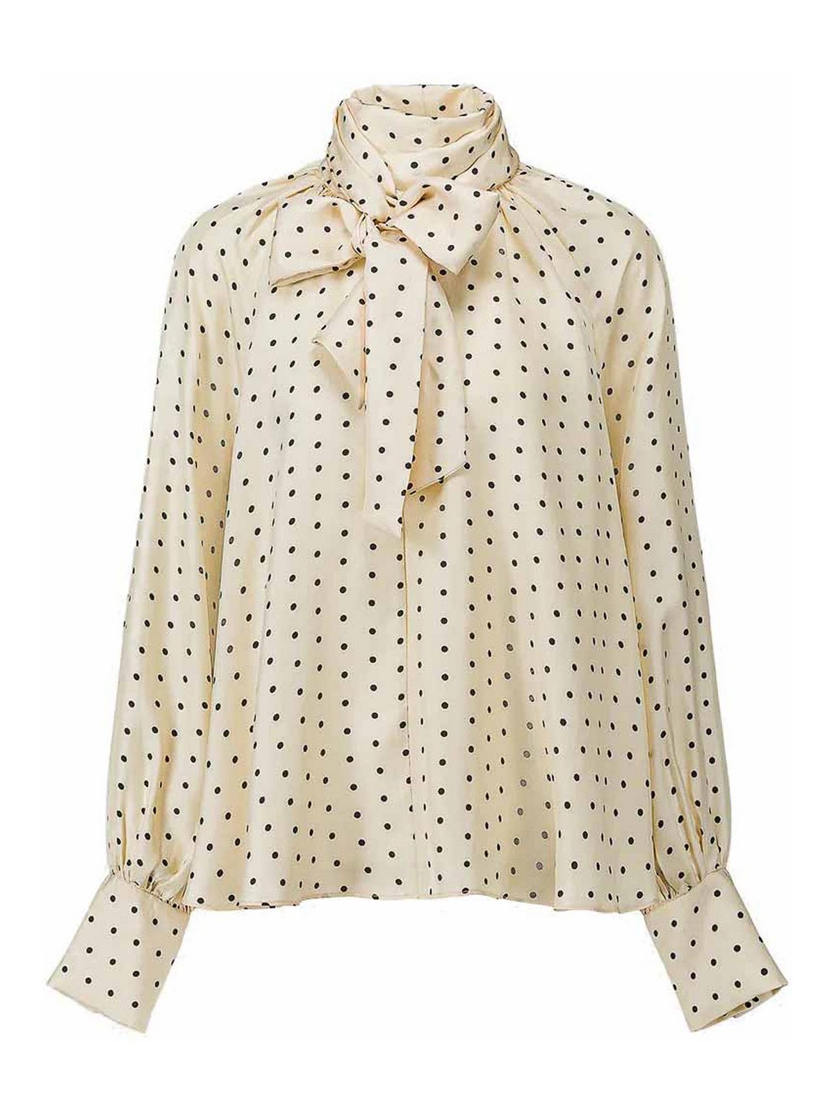 Laurence Bras Ivory Polka Dot Shirt In Brown