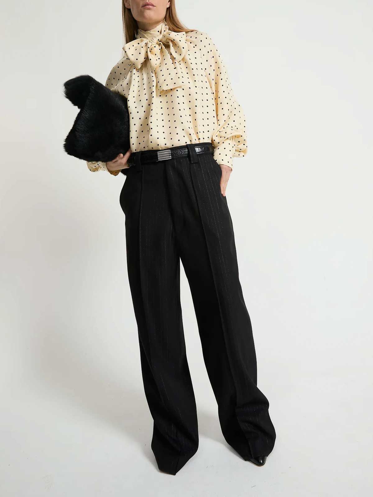 Laurence Bras Ivory Polka Dot Shirt In Brown