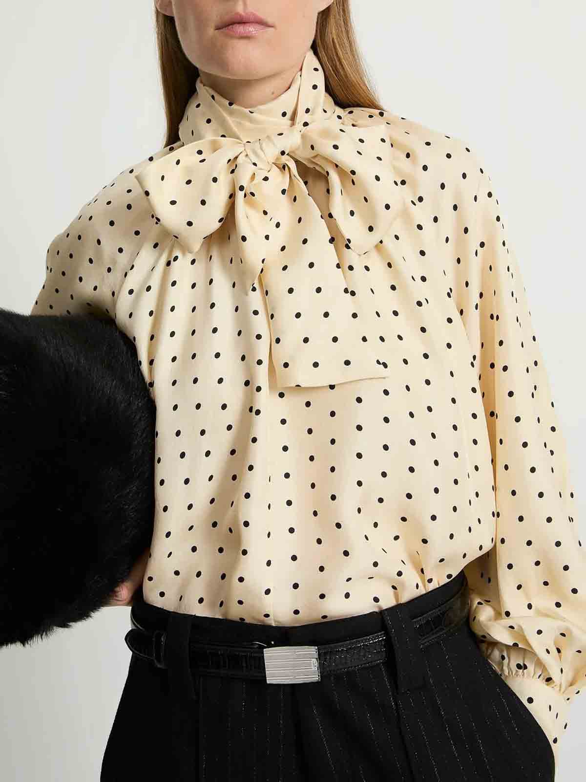 Laurence Bras Ivory Polka Dot Shirt In Brown
