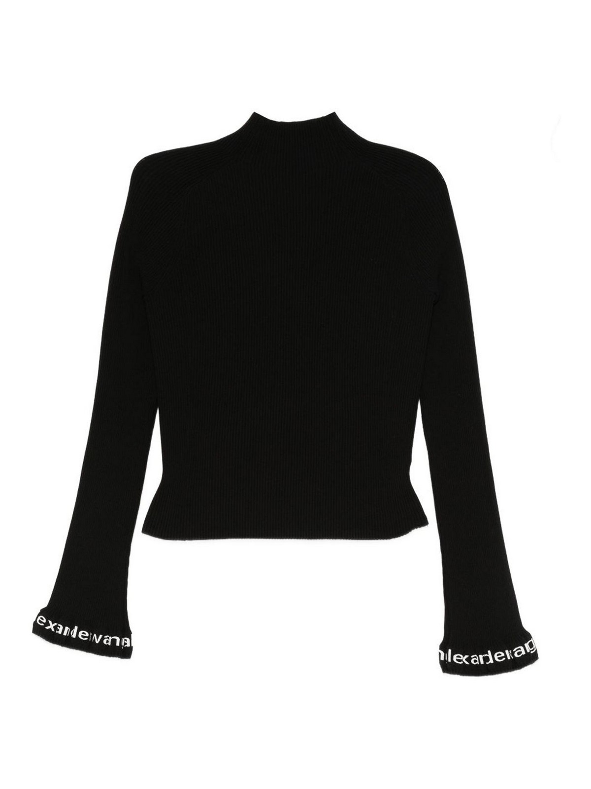 Alexander Wang Black Turtleneck Sweater With Logo Sleeves