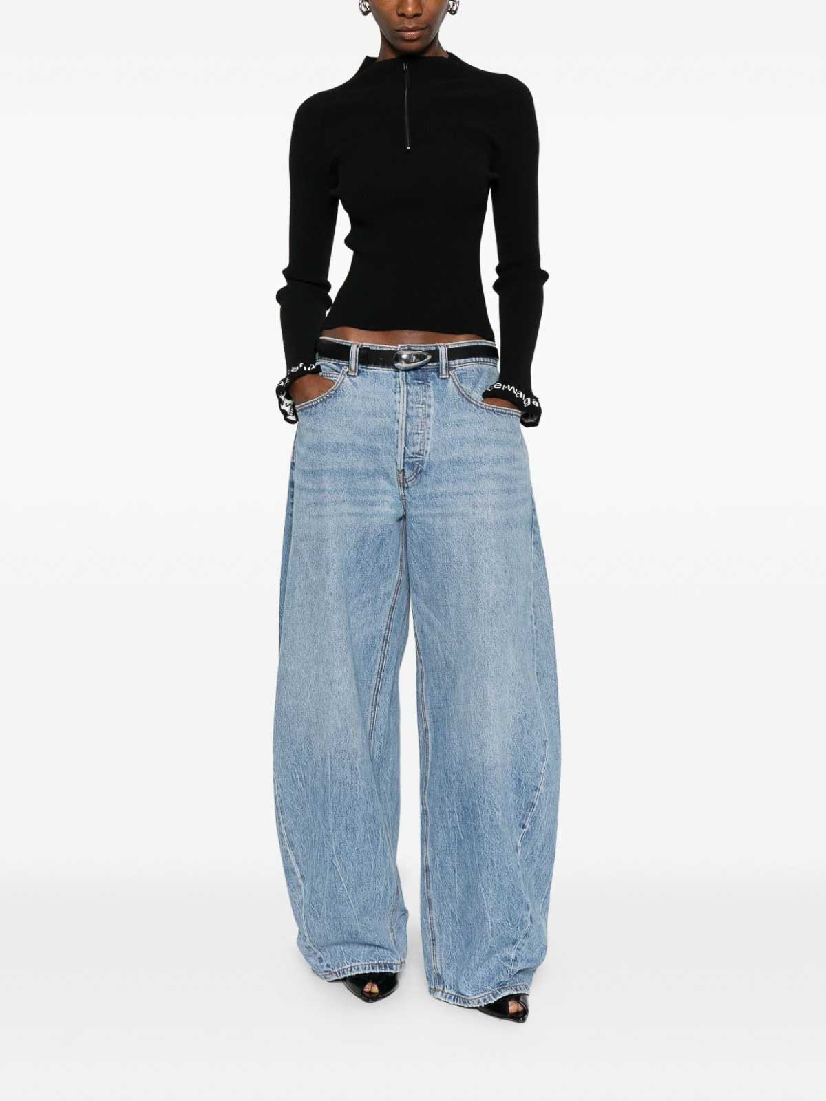 Alexander Wang Black Turtleneck Sweater With Logo Sleeves