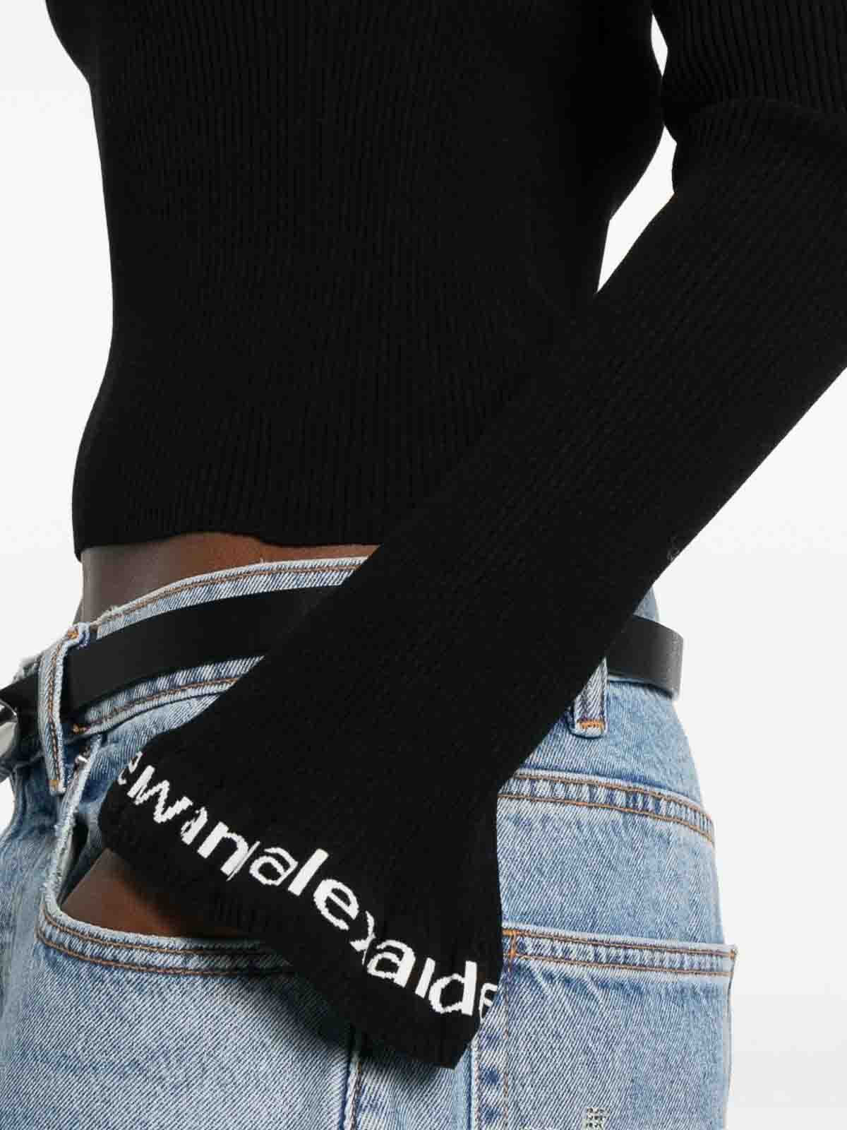 Alexander Wang Black Turtleneck Sweater With Logo Sleeves